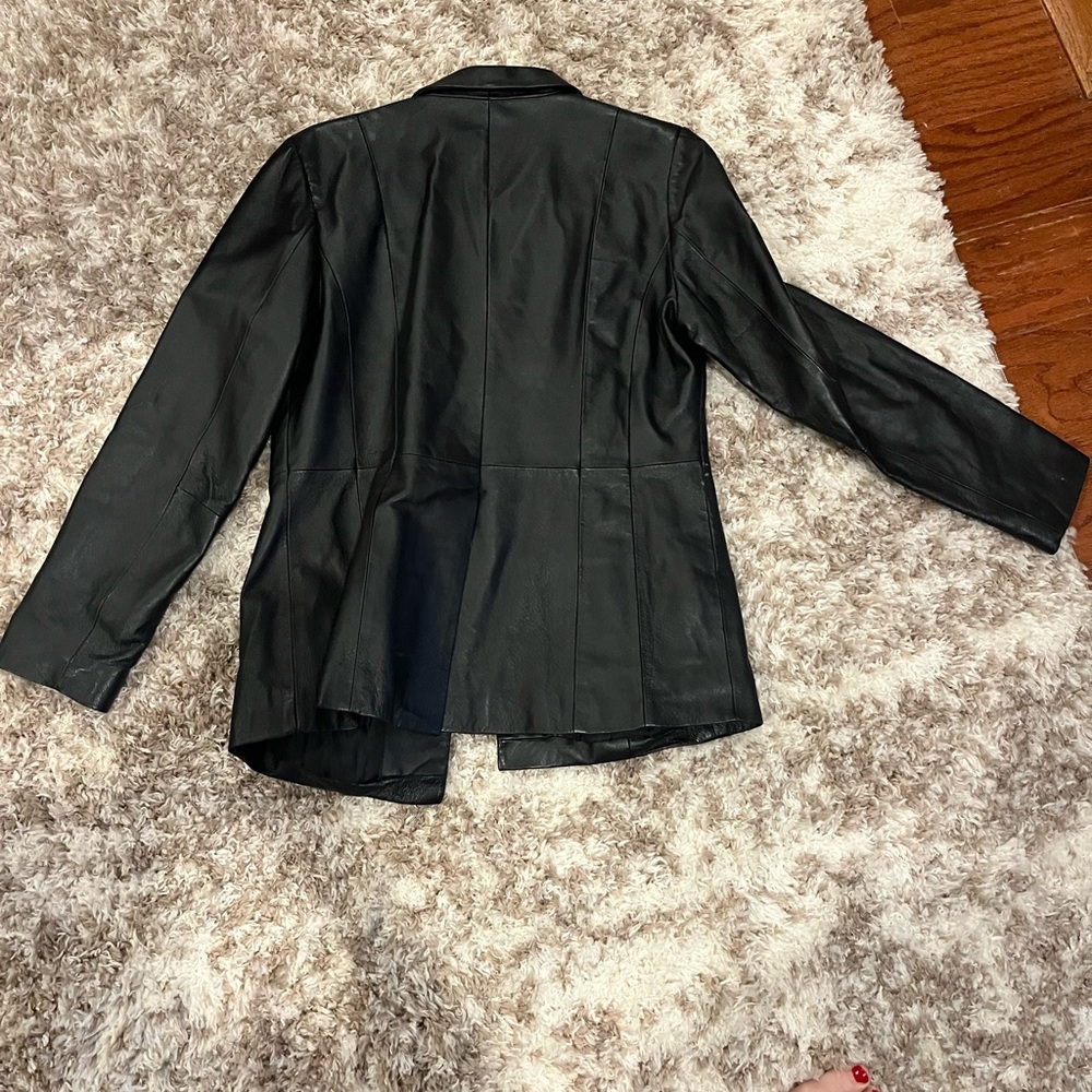 Women’s black leather coat